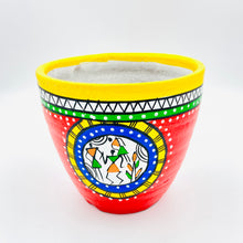 Load image into Gallery viewer, Warli Painted Terracotta Planter Red
