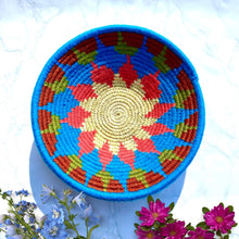 Load image into Gallery viewer, Blue Rose-Sabai Grass baskets-handmade decorative wall plates-wall basket for home décor-wall décor plates-bohemian wall decor
