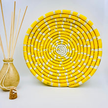 Load image into Gallery viewer, Yellow : Sabai Grass wall baskets-handmade decorative wall plates-wall basket for home décor-wall décor plates-bohemian wall decor
