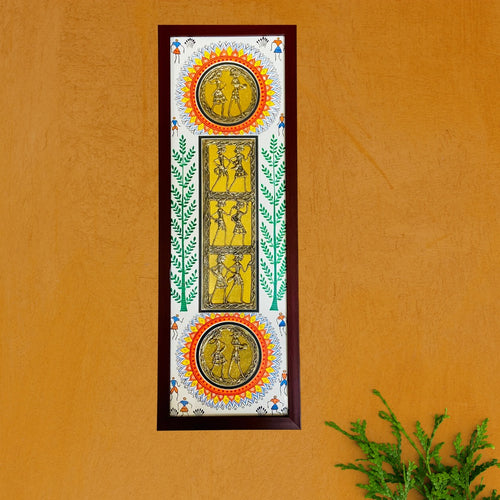 Dhokra Wall Décor Frame With Warli Painting