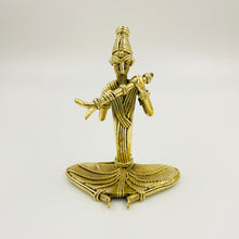 Load image into Gallery viewer, Indian musician sitting metal statue for decoration-front view
