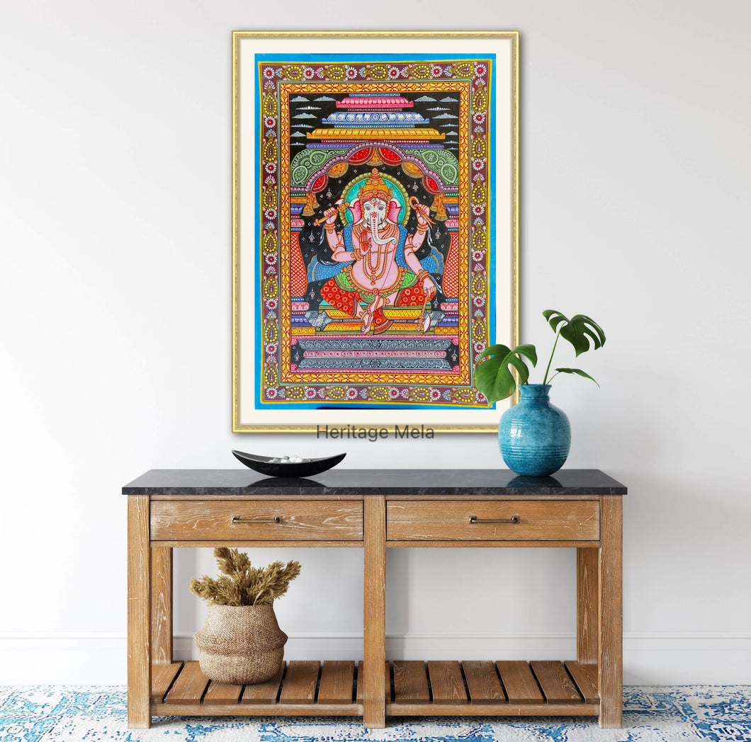 “Ganesha” Authentic Hand-Painted Pattachitra Wall Art