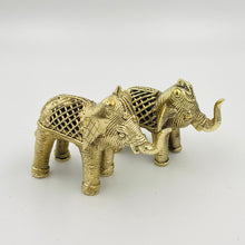 Load image into Gallery viewer, Set of 2 brass dhokra elephant figurine for decoration
