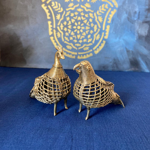 Dhokra Metal Peacock and parrot figurine