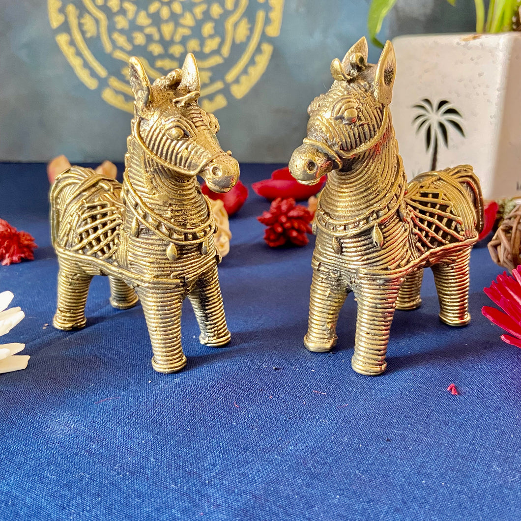 Brass Dhokra Horse Set Of 2