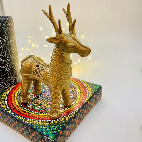 Dhokra golden brass deer