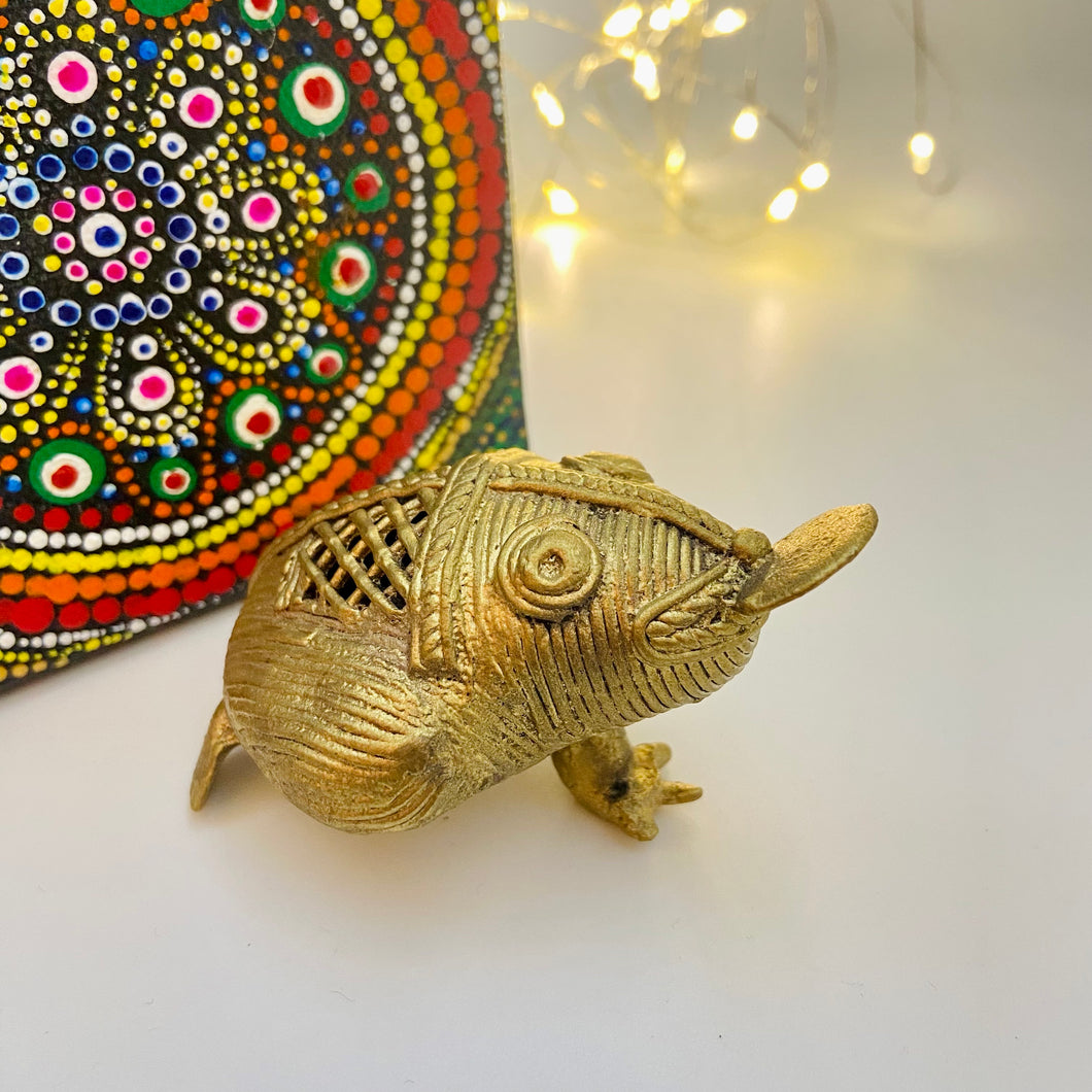 Dhokra golden brass vastu frog