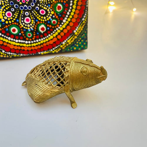 Dhokra golden brass frog