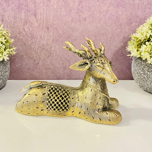 Dhokra metal craft sitting Deer