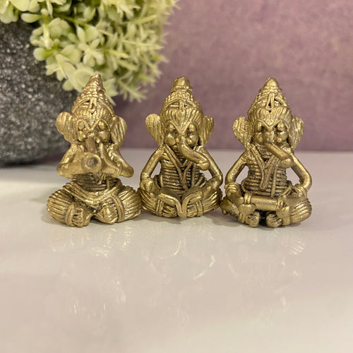 Brass dhokra metal ganesha-set of 3